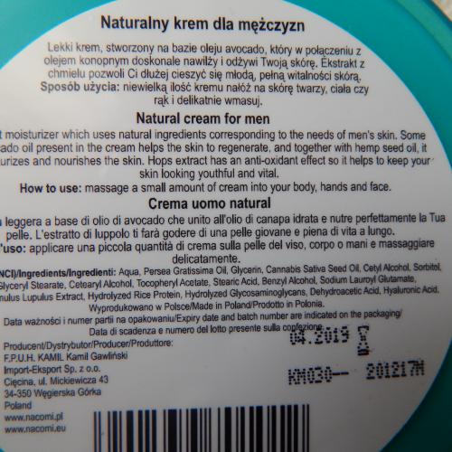 Nacomi Naturalny krem dla mężczyzn z olejem konopnym i ekstraktem z chmielu - opinie | zdjęcie do recenzji od pannamotyl - 3