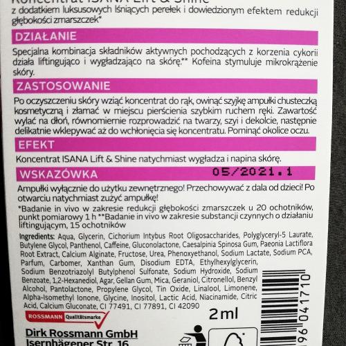 Isana Lift & Shine Konzentrat (Koncentrat `Ekstrakt z piwonii oraz kofeina`) - opinie | zdjęcie do recenzji od Hotaru90 - 2