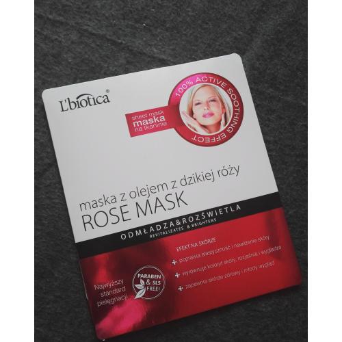 L'biotica Rose Mask, Maska z olejem z dzikiej róży w postaci nasączonej tkaniny - opinie | zdjęcie do recenzji od p_dab