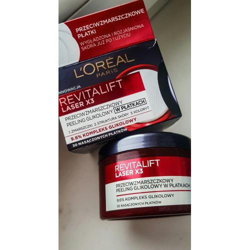 L'Oreal Paris Revitalift Laser X3, Przeciwzmarszczkowy peeling glikolowy w płatkach - opinie | zdjęcie do recenzji od _kingag