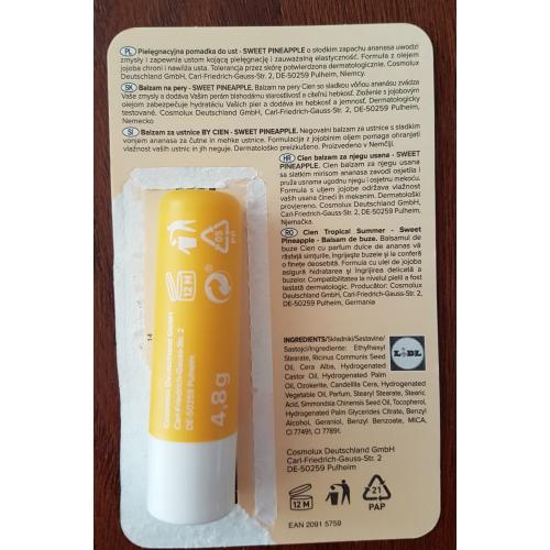 Cien Tropical Summer, Sweet Pineapple Lip Balm (Pielęgnacyjna pomadka do ust) - opinie | zdjęcie do recenzji od Staria - 1