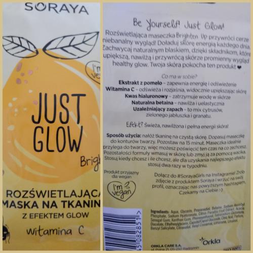 Soraya Just Glow, Rozświetlająca maska na tkaninie z witaminą  C - opinie | zdjęcie do recenzji od Amina55