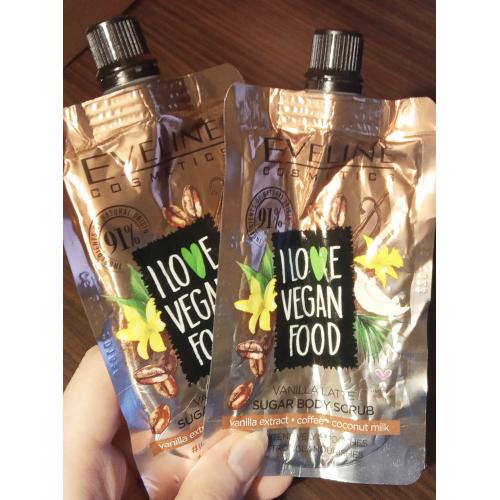 Eveline Cosmetics I Love Vegan Food, Cukrowy peeling do ciała `Vanilla Latte` - opinie | zdjęcie do recenzji od flexi_88