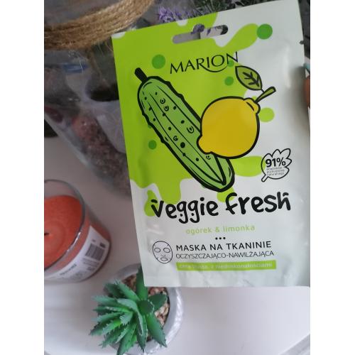 Marion Veggie Fresh, Maska oczyszczająco-nawilżająca na tkaninie `Ogórek i limonka` - opinie | zdjęcie do recenzji od blondeinbeauty