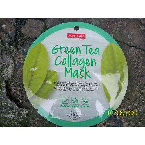 Purederm Green Tea, Collagen Mask (Maska kolagenowa z zieloną herbatą) - opinie | zdjęcie do recenzji od Smerfeta83