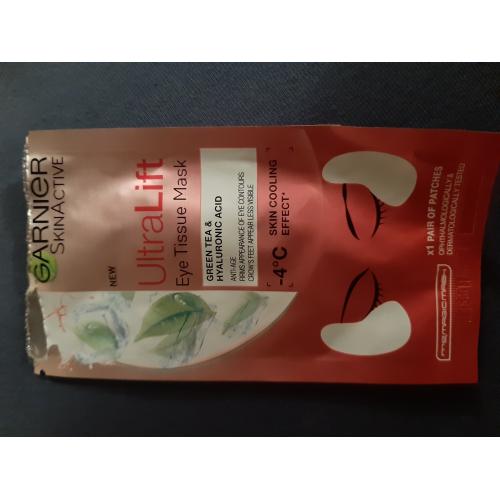Garnier SkinActive, Hydra Bomb Augen-Tuchmaske Gruentee Extrakt Hyaluronsaeure [Skin Active, Ultra Lift, Eye Tissue Mask] (Maska w płachcie pod oczy z ekstraktem z zielonej herbaty i z kwasem hialuronowym) - opinie | zdjęcie do recenzji od KIN0183