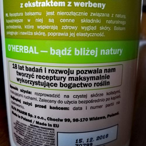 O'Herbal Orzeźwiający balsam do ciała z ekstraktem z werbeny - opinie | zdjęcie do recenzji od Hotaru90 - 1