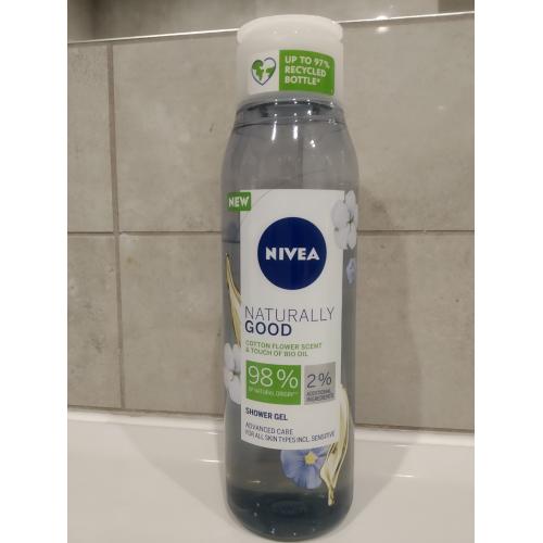 Nivea Naturally Good, Cotton Flower Scent & Touch Of Bio Oil Shower Gel (Żel pod prysznic `Kwiat bawełny`) - opinie | zdjęcie do recenzji od Gogo145 - 1