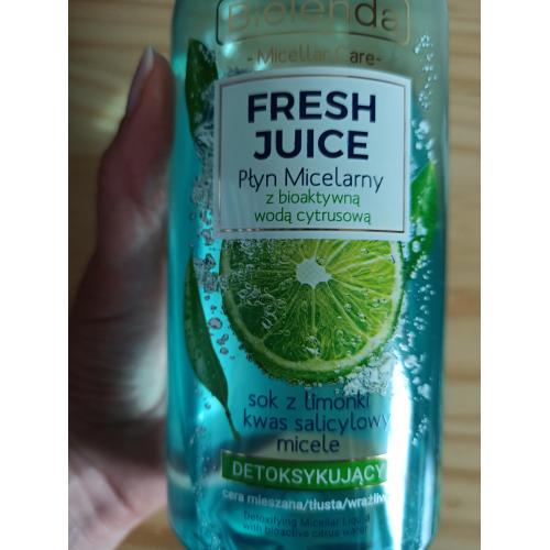 Bielenda Fresh Juice, Detoksykujący płyn micelarny z bioaktywną woda cytrusową `Sok z limonki + kwas salicylowy i micele` - opinie | zdjęcie do recenzji od ciasteczkowapanna