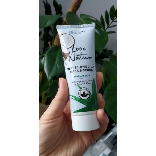 Oriflame Love Nature, Refreshing 2-in-1 Mask & Scrub with Organic Aloe Vera & Coconut Water (Odświeżająca maseczka i scrub 2w1 z organicznym aloesem i wodą kokosową) - opinie | zdjęcie do recenzji od Moniula93 - 1