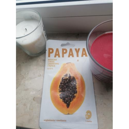 CNF Cosmetics Papaya with Iceland Glacial Water Mask Sheet (Wygładzająca maseczka `Woda lodowcowa z papają`) - opinie | zdjęcie do recenzji od blondeinbeauty