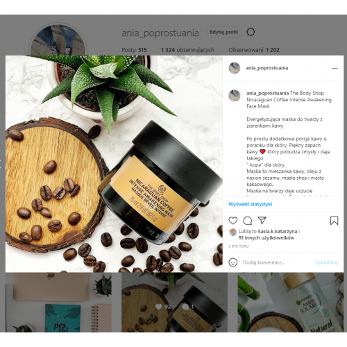 The Body Shop Nicaraguan Coffee Intense Awakening Face Mask (Rewitalizująca maska do twarzy z kawą) - opinie | zdjęcie do recenzji od Ania_poprostuAnia