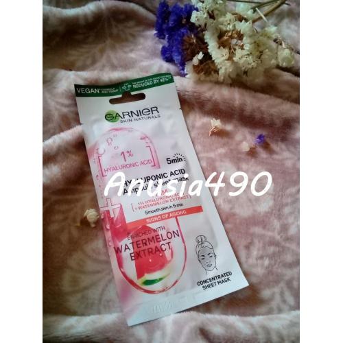 Garnier Skin Naturals, Ampułka w masce na tkaninie ujędrniająca z kwasem hialuronowym i ekstraktem z arbuza - opinie | zdjęcie do recenzji od Anusia490