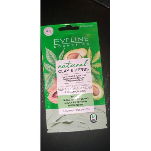 Eveline Cosmetics Natural Clay & Herbs, Matująco-oczyszczajaca biomaseczka-peeling z zieloną glinką - opinie | zdjęcie do recenzji od joaska1992