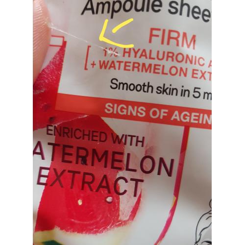 Garnier Skin Naturals, Ampułka w masce na tkaninie ujędrniająca z kwasem hialuronowym i ekstraktem z arbuza - opinie | zdjęcie do recenzji od Sabi01