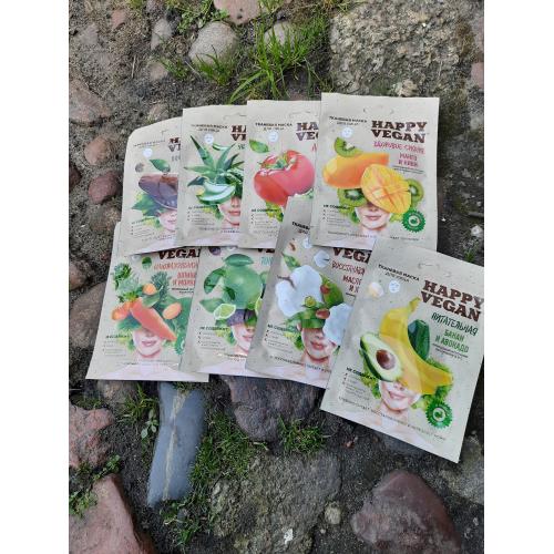 Fitokosmetik Happy Vegan, Maska tkaninowa do twarzy rozświetlająca `Mango & Kiwi` - opinie | zdjęcie do recenzji od Smerfeta83 - 2