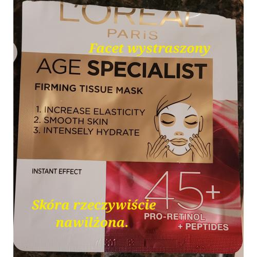 L'Oreal Paris Age Specialist 45+, Firming Tissue Mask (Ekspert Wieku 45+, Ujędrniająca maska w płachcie) - opinie | zdjęcie do recenzji od Cerseime