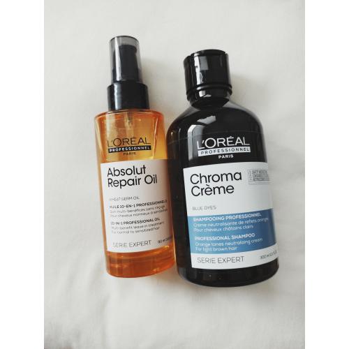 L'Oreal Professionnel Szampon Chroma Crème Blue (Profesjonalny szampon z niebieskim pigmentem do neutralizacji miedzianych refleksów na średnich blondach i jasnych brązach) - opinie | zdjęcie do recenzji od Bielanska - 1