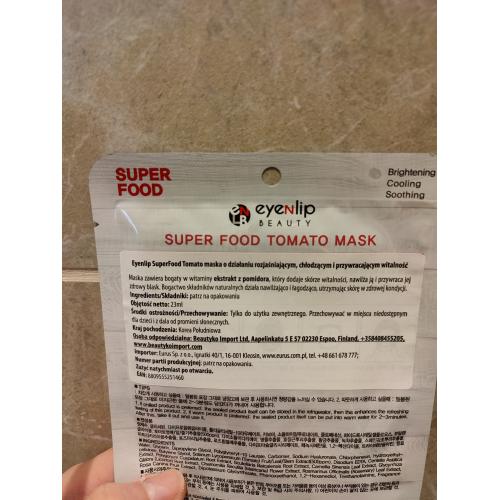 Eyenlip Super Food, Tomato Mask (Maska w płachcie o działaniu rozjaśniającym, chłodzącym i przywracającym witalność) - opinie | zdjęcie do recenzji od xLullabyx - 1