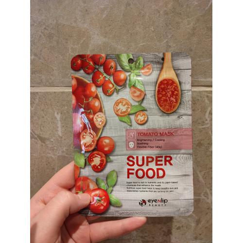 Eyenlip Super Food, Tomato Mask (Maska w płachcie o działaniu rozjaśniającym, chłodzącym i przywracającym witalność) - opinie | zdjęcie do recenzji od xLullabyx - 2