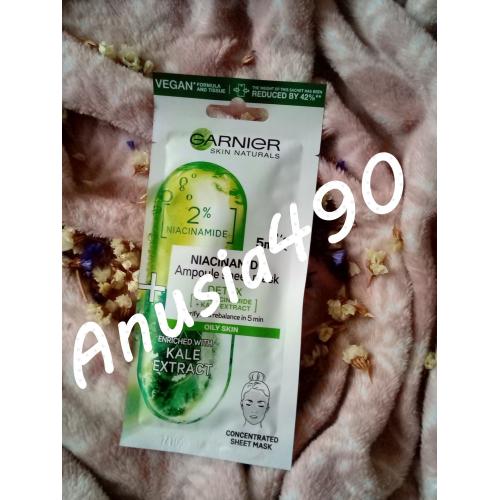 Garnier Skin Naturals, Ampułka  w masce na tkaninie detoksykująca z niacynamidem i ekstraktem z jarmużu - opinie | zdjęcie do recenzji od Anusia490