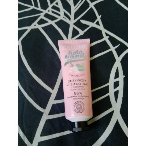 Eveline Cosmetics Holo Hand, Odżywczy krem do rąk z różowym holo-pyłkiem `Pink Unicorn ` - opinie | zdjęcie do recenzji od Owocowysad - 2