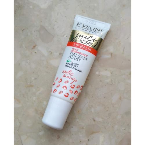 Eveline Cosmetics Juicy Kisses Exotic Mango Lip Balm (Multi regenerujący balsam do ust z masłem z owoców mango) - opinie | zdjęcie do recenzji od Ariessa