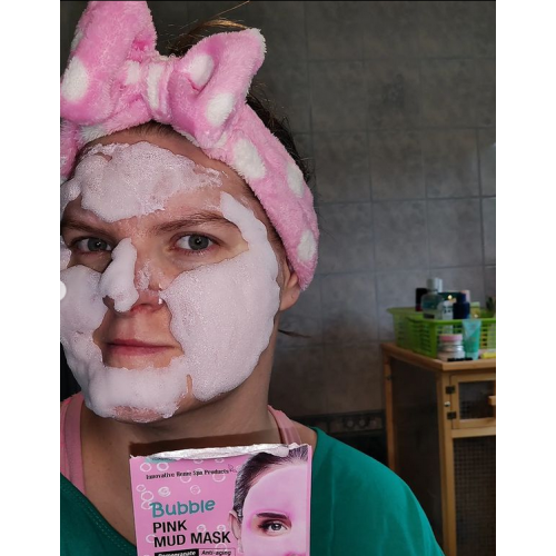 MBeauty Bubble Pink Mud Mask (Przeciwzmarszczkowa bąbelkowa maseczka błotna do twarzy z wyciągiem z granatu) - opinie | zdjęcie do recenzji od jolanta_rudzewicz