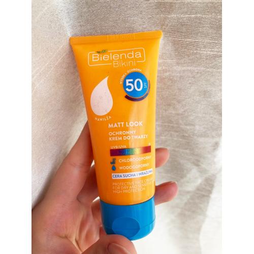 Bielenda Bikini, Udoskonalający krem do twarzy do cery suchej/wrażliwej SPF 50 `Matt look` - opinie | zdjęcie do recenzji od 123eliza96