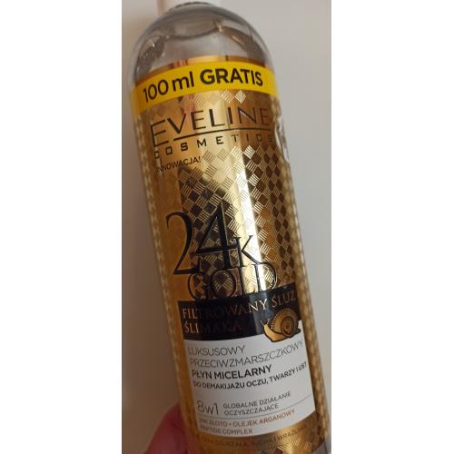 Eveline Cosmetics 24k Gold Filtrowany Śluz Ślimaka, Luksusowy przeciwzmarszczkowy płyn micelarny 8 w 1 - opinie | zdjęcie do recenzji od ciasteczkowapanna