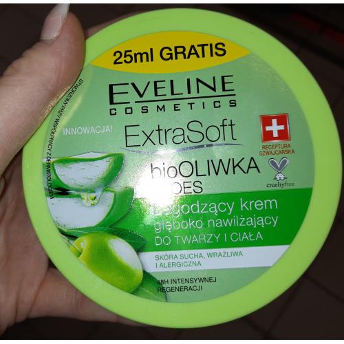 Eveline Cosmetics Extra Soft, Bio oliwka i aloes, Łagodzący krem głęboko nawilżający do twarzy i ciała - opinie | zdjęcie do recenzji od Qradomowa86