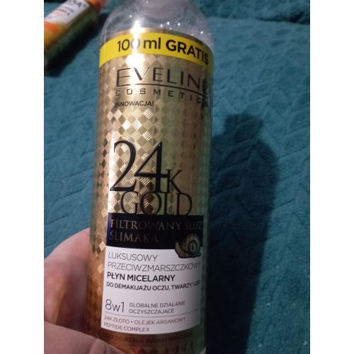 Eveline Cosmetics 24k Gold Filtrowany Śluz Ślimaka, Luksusowy przeciwzmarszczkowy płyn micelarny 8 w 1 - opinie | zdjęcie do recenzji od czaderka222