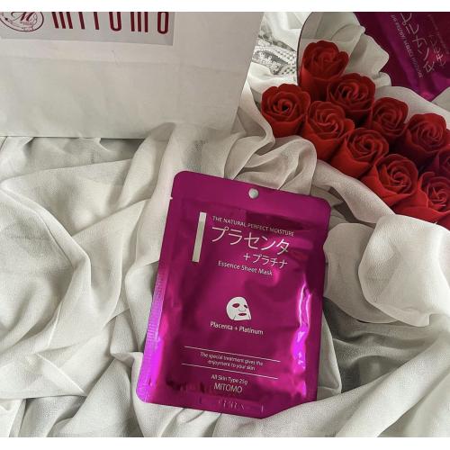 Mitomo Essence Sheet Mask Placenta + Platinum (Maska w płachcie z platyną i placentą) - opinie | zdjęcie do recenzji od Babski_zakatek_
