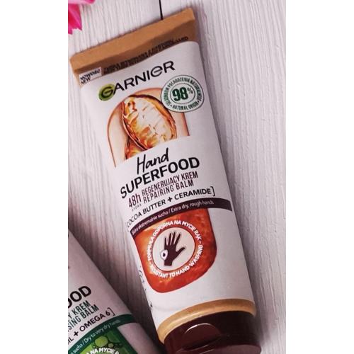 Garnier Hand Superfood, Repairing Balm 48H Cocoa Butter + Ceramide (Regenerujący krem do rąk) - opinie | zdjęcie do recenzji od Ewafefka - 1