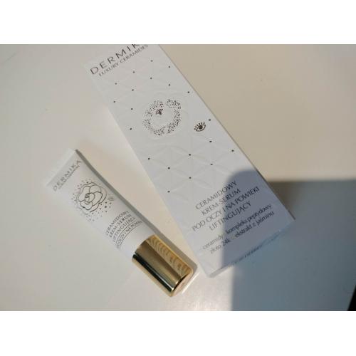 Dermika Luxury Ceramides, Ceramidowy krem-serum pod oczy i na powieki - opinie | zdjęcie do recenzji od blondeinbeauty