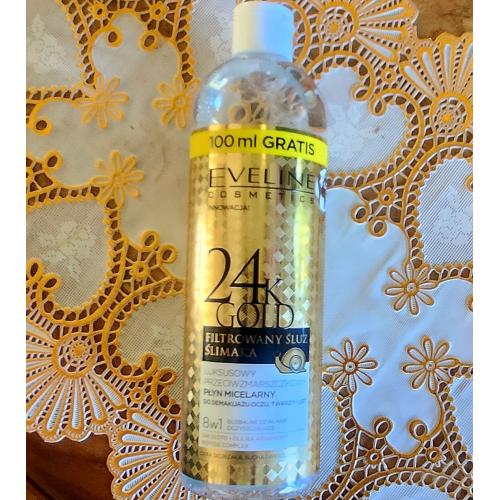 Eveline Cosmetics 24k Gold Filtrowany Śluz Ślimaka, Luksusowy przeciwzmarszczkowy płyn micelarny 8 w 1 - opinie | zdjęcie do recenzji od Iwona_C