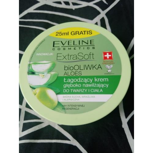 Eveline Cosmetics Extra Soft, Bio oliwka i aloes, Łagodzący krem głęboko nawilżający do twarzy i ciała - opinie | zdjęcie do recenzji od Owocowysad - 3