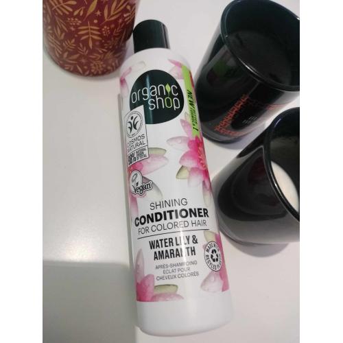 Organic Shop Shining Water Lily & Amaranth Conditioner (Wegańska odżywka do włosów farbowanych z lilią wodną i amarantusem) - opinie | zdjęcie do recenzji od blondeinbeauty