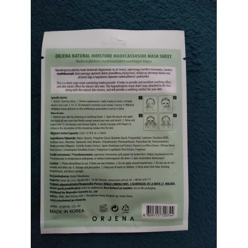 Orjena Natural Moisture Mask Sheet Madecassoside (Łagodząca maseczka w płachcie z madekasozydem) - opinie | zdjęcie do recenzji od Avesammael - 2