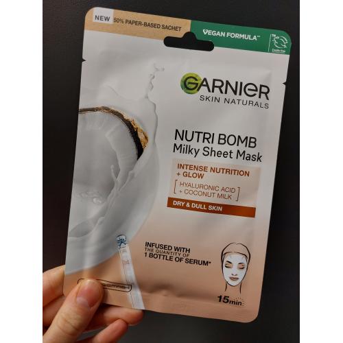 Garnier SkinActive, Nutri Bomb, Milky Tissue Mask (Maska w płachcie z mlekiem kokosowym) - opinie | zdjęcie do recenzji od annaskc