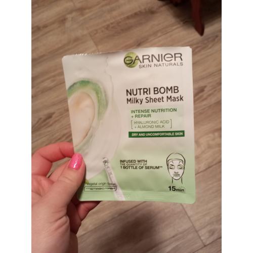 Garnier Nutri Bomb Milky Sheet Mask Almond Milk and Hyaluronic Acid (Maska nawilżająca w płachcie z mlekiem migdałowym i kwasem hialuronowym) - opinie | zdjęcie do recenzji od mm2991