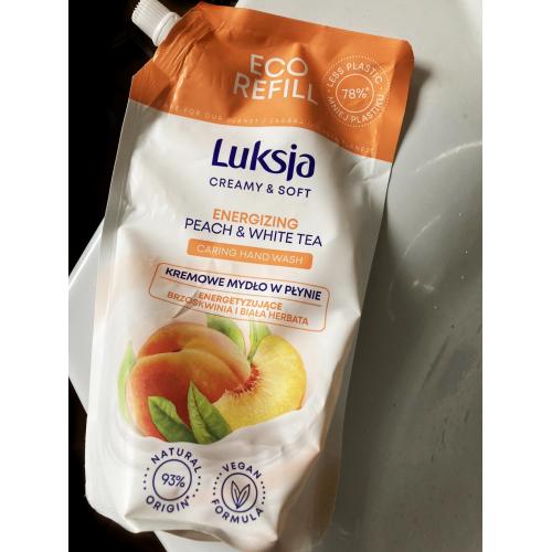 Luksja Creamy Soft, Energizing Peach & White Tea Caring Hand Wash (Kremowe mydło w płynie energetyzujące `Brzoskwinia i biała herbata`) - opinie | zdjęcie do recenzji od 123eliza96