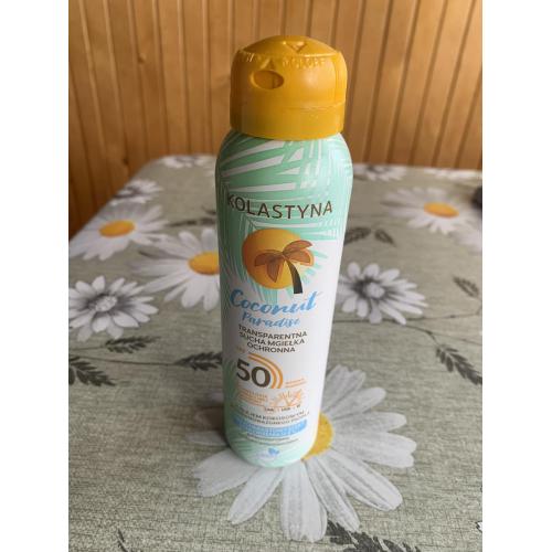 Kolastyna Coconut Paradise,Transparentna  sucha mgiełka ochronna SPF50 (stara wersja) - opinie | zdjęcie do recenzji od IwonaTeresaMaria