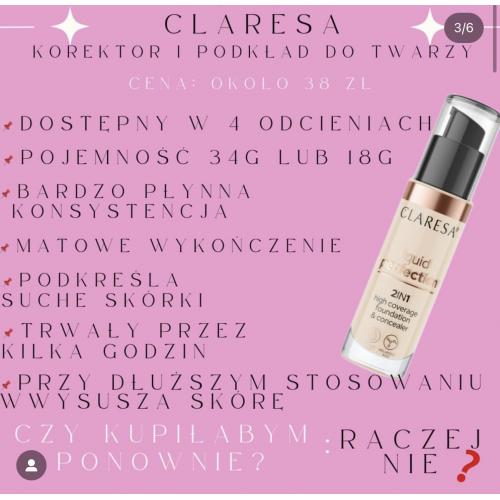 Claresa Make Up, Liquid Perfection 2 in 1 High Coverage Foundation & Concealer (Podkład i korektor 2w1 do twarzy) - opinie | zdjęcie do recenzji od Ada_1ka