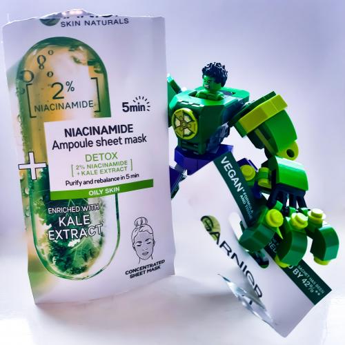 Garnier Skin Naturals, Ampułka  w masce na tkaninie detoksykująca z niacynamidem i ekstraktem z jarmużu - opinie | zdjęcie do recenzji od lusia1987
