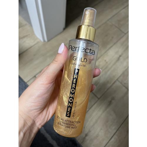Perfecta Pheromones Active, Sexual Attraction Shimmering & Perfume Mist Gold Sacrifice (Perfumowana mgiełka do ciała) - opinie | zdjęcie do recenzji od Bakinimod