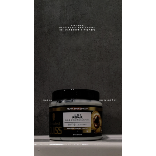 Schwarzkopf Gliss 4-in-1 Repair Bond-Building Hair Mask (Odbudowująca maska do włosów) - opinie | zdjęcie do recenzji od MROtestuje - 1
