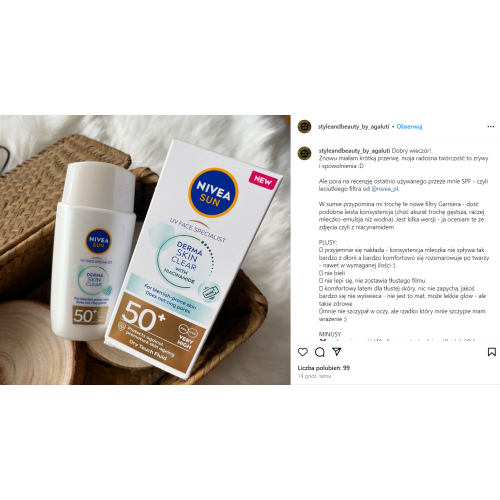 Nivea Sun, UV Face Specialist, Derma Skin Clear with Niacynamide SPF50+ (Ultralekki fluid do twarzy z niacynamidem SPF50+) - opinie | zdjęcie do recenzji od Medea05