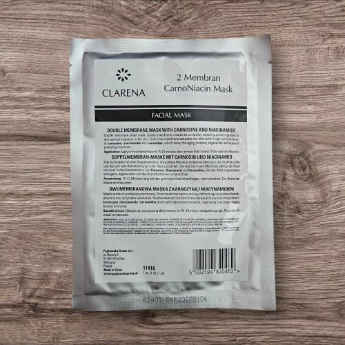 Clarena 2 Membran CarnoNiacin Mask (Maska ze złotą karnozyną ceramidami i niacynamidem) - opinie | zdjęcie do recenzji od Atejka
