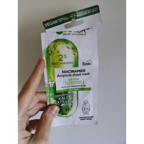 Garnier Skin Naturals, Ampułka  w masce na tkaninie detoksykująca z niacynamidem i ekstraktem z jarmużu - opinie | zdjęcie do recenzji od shewild